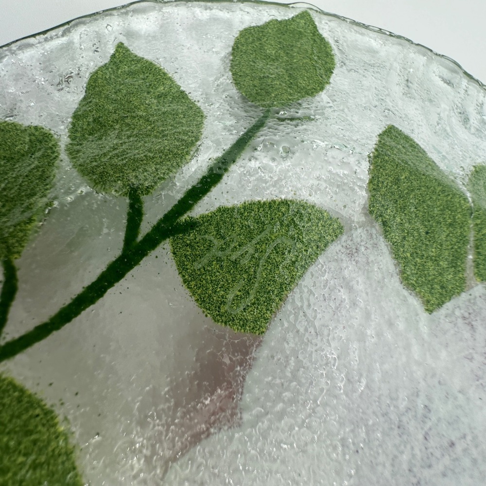 Sydenstricker Fused Glass Pink Rose Plates Set of 4 Signed Syd Cape Cod 8.25in - Picture 11 of 12